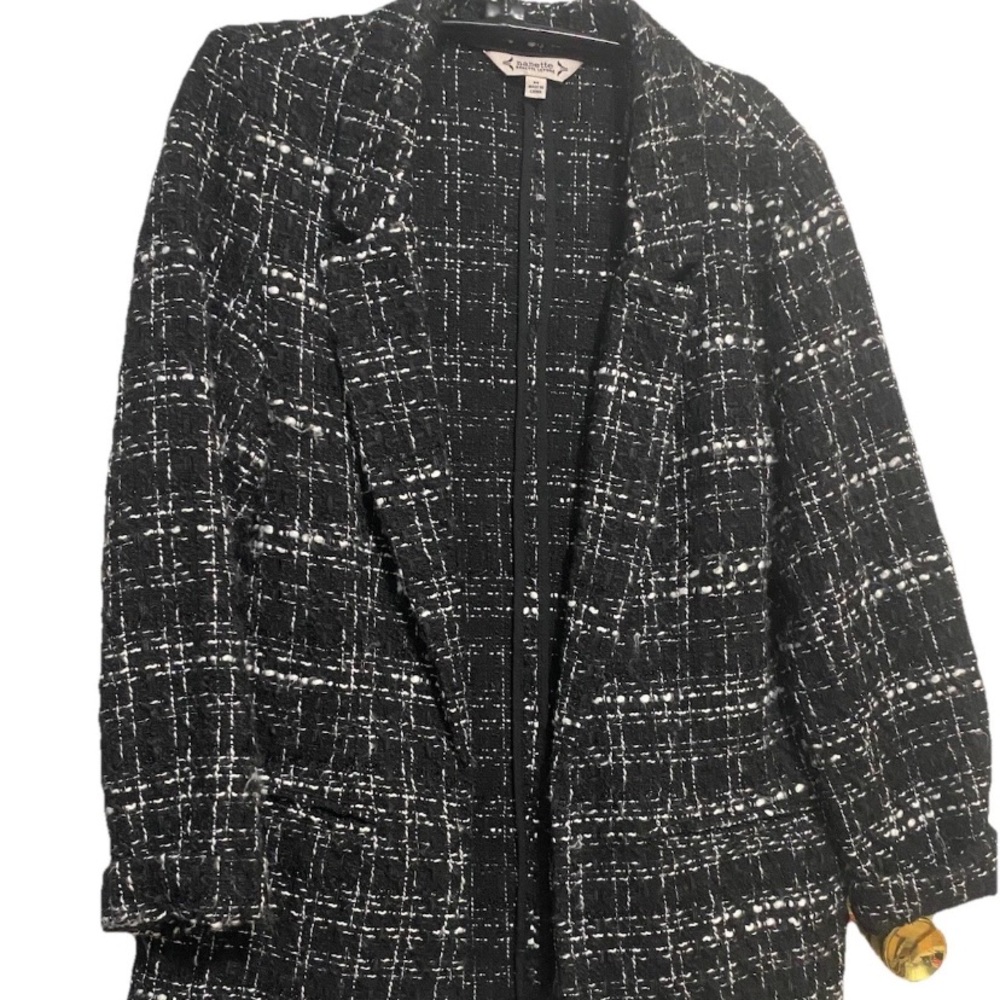 Nanette Lepore Black and White Tweed Blazer Women’s Medium Jacket
